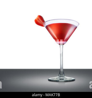 Cosmopolitan in Martini Glas isoliert auf weißem Stockfoto