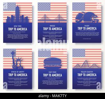 Satz von USA Land ornament Abbildung Konzept. Kunst traditionelle, Plakat, Buch, Plakat, abstrakte, osmanische Motive, Element. Vektor dekorative ethnischen Grußkarte oder Einladung design Stock Vektor