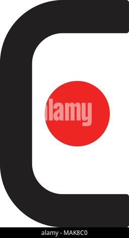 E e Logo Logo-englischer Font Großbuchstaben-Latin Modern bold Font Alphabet, Großbuchstaben und Zahlen. Vektor, zwei Farben - Rot und Schwarz. Stock Vektor