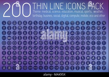 Sammlung dünne Linien Piktogramm icon Konzept Hintergrund gesetzt. Vector template Design für Web und mobile Anwendung. Stock Vektor