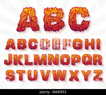 Feuer set Font alphabet Text auf einem whitebackground Konzept. Vektor Design Konzept Abbildung Stock Vektor