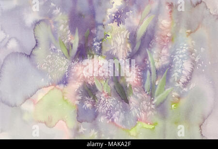 Rose Hyazinthe Blüte abstraktes Aquarell Hintergrund Stockfoto