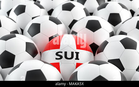 Fußball Switzerlands in der nationalen Farben - 3D-Rendering Stockfoto