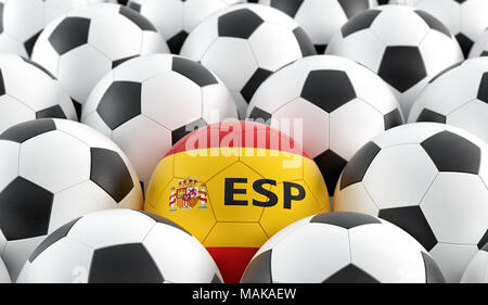 Fußball in spanischen nationalen Farben - 3D-Rendering Stockfoto