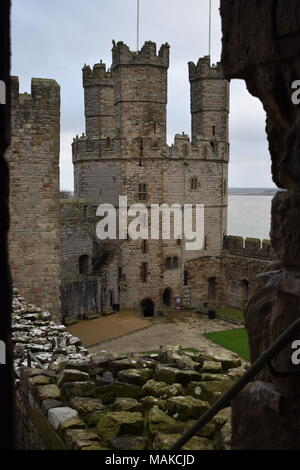 Caernafon Castle's Eagle Tower Stockfoto