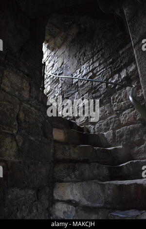 Treppe in Caernarfon Castle Stockfoto