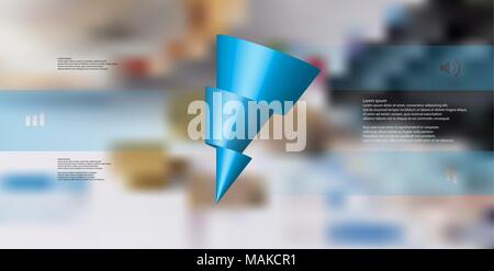 3D-Illustration Infografik Vorlage mit dem Motiv des Horizontal geschnitten Kegel zu drei blaue Teile, die verschoben sind und schräg angeordnet. Einfach anmelden und Stock Vektor