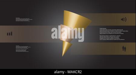 3D-Illustration Infografik Vorlage mit dem Motiv des Horizontal geschnitten Kegel, der drei Teile, die verschoben sind und schräg angeordnet. Einfach anmelden und Stock Vektor