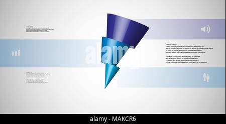 3D-Illustration Infografik Vorlage mit dem Motiv des Horizontal geschnitten Kegel zu drei blaue Teile, die verschoben sind und schräg angeordnet. Einfach anmelden und Stock Vektor