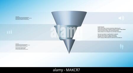 3D-Illustration Infografik Vorlage mit dem Motiv des Horizontal geschnitten Kegel zu drei blaue Teile, die verschoben sind. Einfache Zeichen und Text ist in Farbe ba Stock Vektor