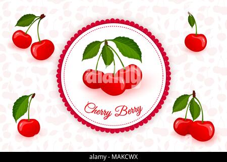 Cherry Berry label vector Hintergrund Stock Vektor