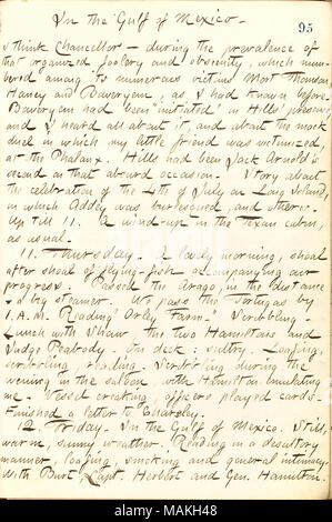 Beschreibt seine Reise in den Süden auf der North Star mit den Banken Expedition. Titel: Thomas Butler Gunn Tagebücher: Band 21, Seite 104, 10. Dezember 1862. 10. Dezember 1862. Gunn, Thomas Butler, 1826-1903 Stockfoto