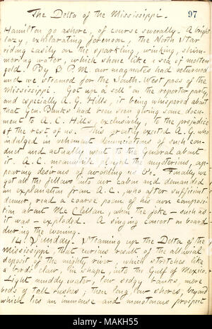 Beschreibt seine Reise in den Süden auf der North Star mit den Banken Expedition. Titel: Thomas Butler Gunn Tagebücher: Band 21, Seite 106, 13. Dezember 1862. 13. Dezember 1862. Gunn, Thomas Butler, 1826-1903 Stockfoto