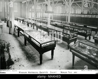 Titel: Missouri Historical Society Exponat auf der Weltausstellung 1893 in der anthropologischen Gebäude. 1893. Stockfoto
