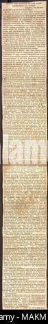 Zeitung Ausschnitt der Brief von Hugh Forbes zu den New York Zeiten, erklärt die Herkunft von John Brown's Grundstück Harper's Ferry zu Raid. Transkription: URSPRUNG UND GESCHICHTE DER HANDLUNG. Brief von Col. FORBES. Samstag, Oktober 29, 1859. An die Herausgeber der New York Times: In von mehreren Personen gebeten, eine einfache Erklärung der Tatsache, dass die Öffentlichkeit aktiviert werden könnten, zu begreifen, was für ein Chaos erscheint, habe ich entschlossen, dies zu tun, so weit wie mein eigenes Wissen ermöglicht es mir, es zu tun. In Folge der Anklage in die Spalten auf der Tribüne, ich hatte beschlossen, diesen Kurs zu verabschieden, nach t Stockfoto