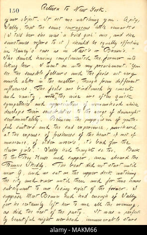 Beschreibt ein Gespräch mit Sally Edwards über ihren Bewunderern. Titel: Thomas Butler Gunn Tagebücher: Band 13, Seite 163, 17. August 1860. 17. August 1860. Gunn, Thomas Butler, 1826-1903 Stockfoto