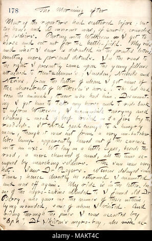Über seine Erfahrungen am Morgen nach der Schlacht von Williamsburg. Titel: Thomas Butler Gunn Tagebücher: Band 19, Seite 204, 6. Mai 1862. 6. Mai 1862. Gunn, Thomas Butler, 1826-1903 Stockfoto
