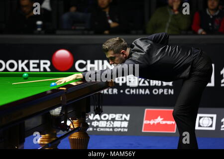 Peking, Peking, China. 3 Apr, 2018. Peking, China, 3. April 2018: Mark Selby konkurriert mit Scott Donaldson an Snooker China Open 2018 in Peking, April 3rd, 2018. Credit: SIPA Asien/ZUMA Draht/Alamy leben Nachrichten Stockfoto