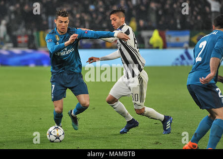 Cristiano Ronaldo (Real Madrid CF) während der UEFA Champions League zwischen Juventus Turin und Real Madrid CF bei der Allianz Stadion am 3. April 2018 in Turin, Italien. Stockfoto