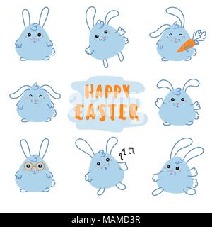 Frohe Ostern Tag Bunny, Hase mit Möhre Stock Vektor