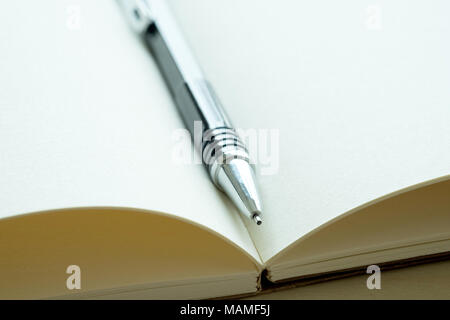 Blick von oben auf die Geschäftsmann leer notebook Business Document schwarzer Stift Stockfoto