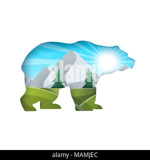 Tragen Abbildung. Cartoon Papier Landschaft. Stock Vektor