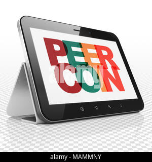 Cryptocurrency Konzept: Tablet Computer mit Peercoin auf Anzeige Stockfoto