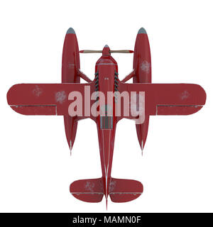 Rote Wasserflugzeug isoliert auf Weiss. Die Aussicht von oben. 3D-Render. Abbildung: Stockfoto