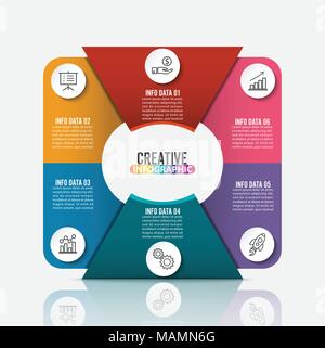 Vector Illustration von sechs Schalter Infografik Elemente verbinden. Stock Vektor