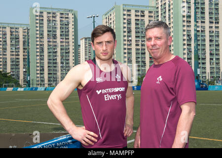 Die Irish Rugby Team eine Schulung im Kings Park vor ihren Hong Kong Rugby 7 nähere Bestimmung entspricht Durchführung Stockfoto