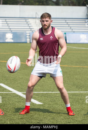 Die Irish Rugby Team eine Schulung im Kings Park vor ihren Hong Kong Rugby 7 nähere Bestimmung entspricht Durchführung Stockfoto