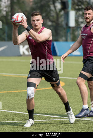 Die Irish Rugby Team eine Schulung im Kings Park vor ihren Hong Kong Rugby 7 nähere Bestimmung entspricht Durchführung Stockfoto