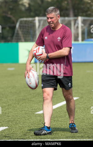 Die Irish Rugby Team eine Schulung im Kings Park vor ihren Hong Kong Rugby 7 nähere Bestimmung entspricht Durchführung Stockfoto