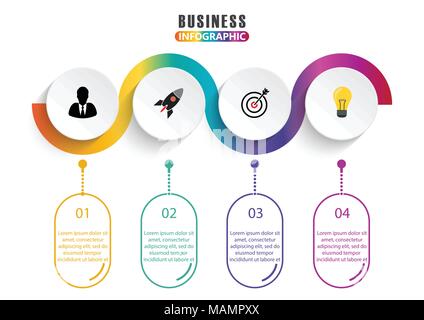 Infografik design Vector und Marketing können Symbole für Workflow Layout, Schaltplan verwendet werden, Geschäftsbericht, Web Design. Business Konzept mit 4 Optionen. Stock Vektor