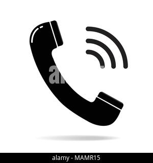 Auf das Symbol "Telefon" in trendigen Flat Style auf grauem Hintergrund. Symbol auf dem Hörer mit Wellen. Telefon Symbol für ihr Design, Logo, UI. Vector Illustration, Stock Vektor