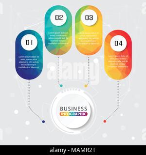 Timeline Infografiken Design und Marketing können Symbole für Workflow Layout, Schaltplan verwendet werden, Geschäftsbericht, Web Design. Business Konzept mit 4 Optionen Stock Vektor