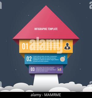 Vektor Infografik Vorlage mit 3D Papieretikett, integrierte Kreisen. Geschäftskonzept mit Optionen. Für Inhalte, Diagramm, Flussdiagramm, Schritte, Teile, tim Stock Vektor