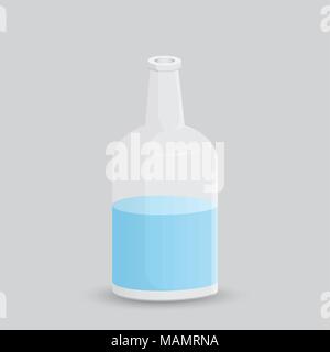 Glas Flasche mit Wasser auf einem weißen Hintergrund. Vector Illustration Flasche mit einem White Label in ihren Designs. Stock Vektor