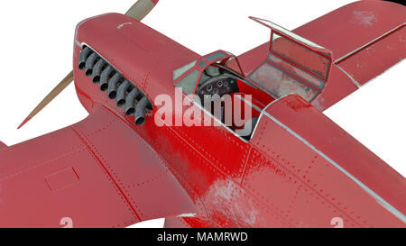 Rote Wasserflugzeug isoliert auf Weiss. Blick auf die Kabine. 3D-Render. Abbildung: Stockfoto