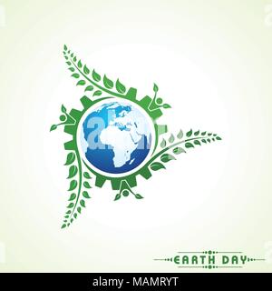 Happy Earth Day. Poster, Illustration, Typografie, Text, Grafik, Printmedien und Präsentationsmöbel. Eure Erde lieben. Stock Vektor