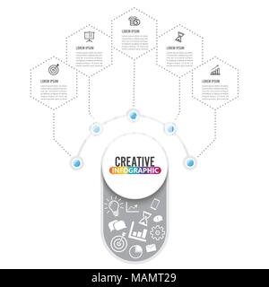 Vektor Infografik Vorlage mit 3D-Papier Etikett, Integrierte kreisen. Business Konzept mit Optionen. Für Inhalte, Schaltplan, Flussdiagramm, Schritte, Timeline. Stock Vektor