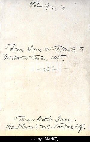 Gibt das Datum der Einträge für das Tagebuch. Titel: Thomas Butler Gunn Tagebücher: Band 17, Seite 3, 1861. 1861. Gunn, Thomas Butler, 1826-1903 Stockfoto