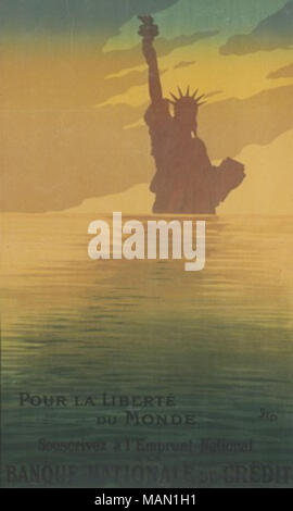 Für die Freiheit der Welt. Abonnieren Sie den nationalen Darlehen an der Banque Nationale de Credit. Unterzeichnet: SEM 1917. Veröffentlicht: Paris: Imp. Devambez, 1917. Hinweis: en: Freiheitsstatue von der en: Bibliothek des Kongresses, französischer Krieg Poster Collection. . 1917. Sem- Stockfoto