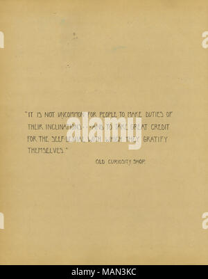 Zitat aus der alten Kuriositätenladen von Charles Dickens. Titel: Die Töpferscheibe, Band 2, Nummer 11, Seite 15, September 1906. September 1906. Dickens, Charles, 1812-1870 Stockfoto