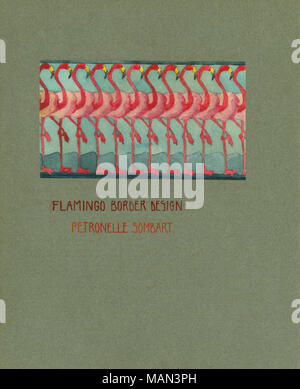 Flamingo Grenze Design von Petronelle Sombart. Titel: Die Töpferscheibe, Band 2, Nummer 13, Seite 28, Oktober 1906. Oktober 1906. Sombart, Petronelle, 1888 - Stockfoto