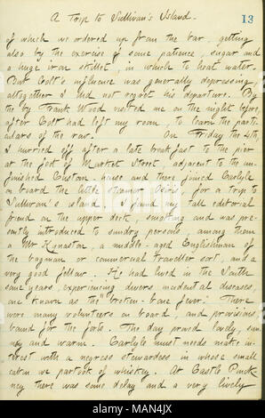 Beschreibt eine Reise nach Sullivan's Island. Titel: Thomas Butler Gunn Tagebücher: Band 15, Seite 20, 4. Januar 1861. 4. Januar 1861. Gunn, Thomas Butler, 1826-1903 Stockfoto