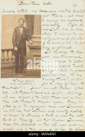 Erwähnt einen Besuch der Harper Brothers Büro. Titel: Thomas Butler Gunn Tagebücher: Band 18, Seite 28, 27. Oktober 1861. 27. Oktober 1861. Gunn, Thomas Butler, 1826-1903 Stockfoto