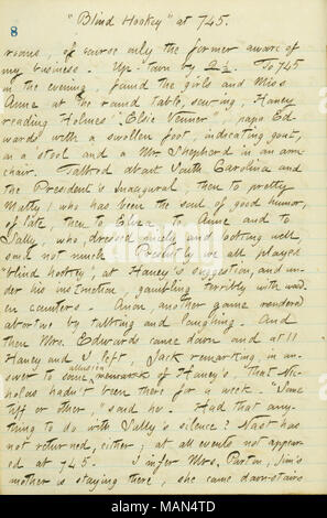 Beschreibt einen Abend mit der Edwards Familie verbracht. Titel: Thomas Butler Gunn Tagebücher: Band 16, Seite 14, 6. März 1861. 6. März 1861. Gunn, Thomas Butler, 1826-1903 Stockfoto