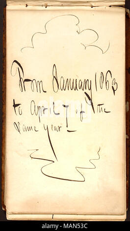 Mit Gunn's Beschreibung seiner Erfahrungen als Kriegsberichterstatter für die New York Tribune in New Orleans, Louisiana und Baton Rouge, Louisiana, sowie seine Vorbereitungen in New York zurück nach England. Titel: Thomas Butler Gunn Tagebücher: Band 22, 1. Januar - April 7, 1863. 1863. Gunn, Thomas Butler, 1826-1903 Stockfoto