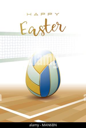 Frohe Ostern. Sport Grußkarte. Eine realistische Osterei als Volleyball Ball. Vector Illustration. Stock Vektor